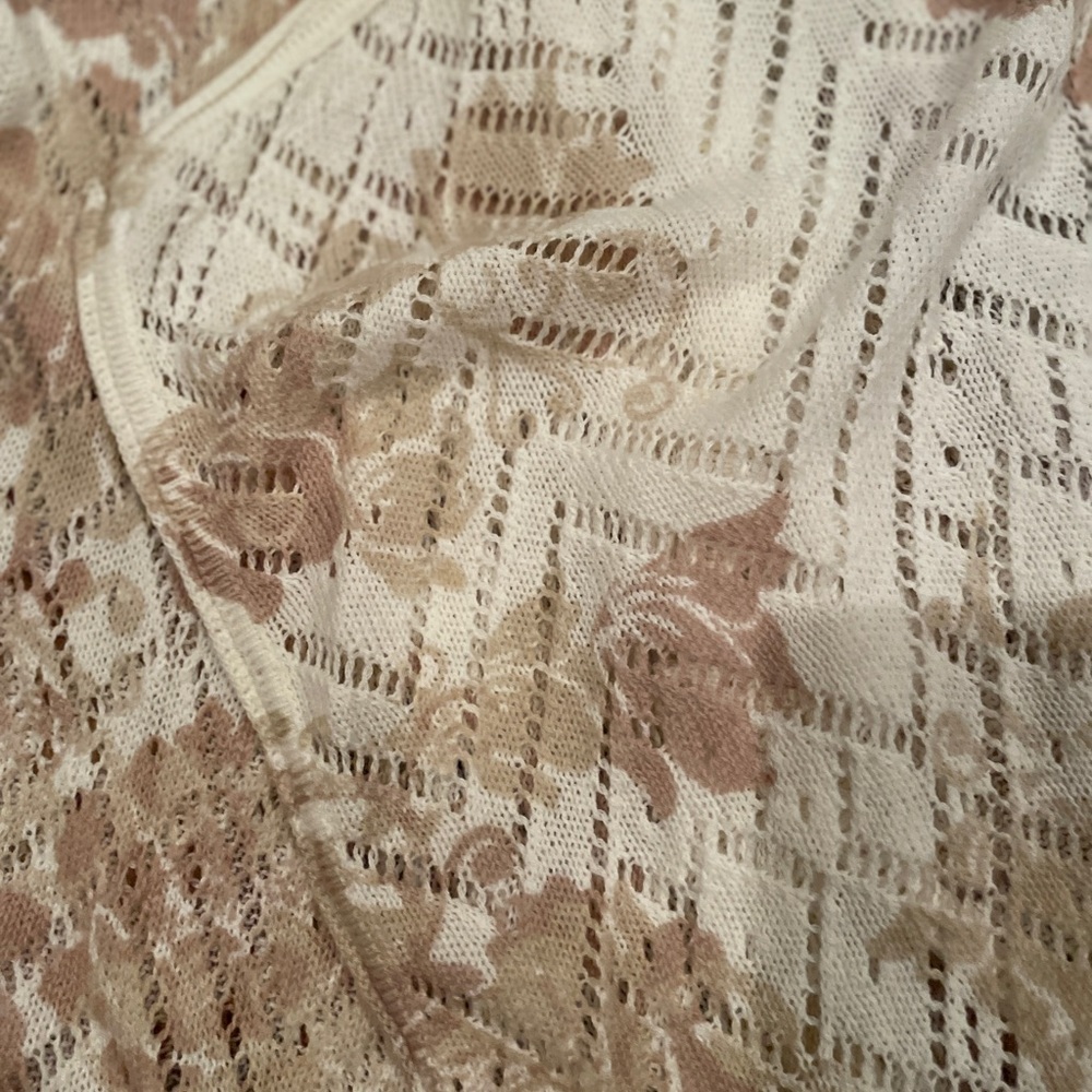 Knox Rose Womens Rose Pink Cream Open Cardigan 💯 % cotton cottagecore XS - Picture 6 of 10